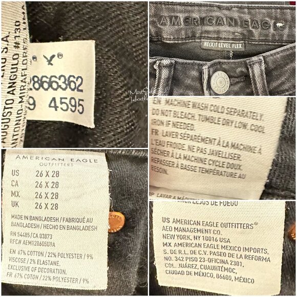 American Eagle Black Next Level Stretch Boyfriend Slim Jeans Size 26/28 - Picture 7 of 8